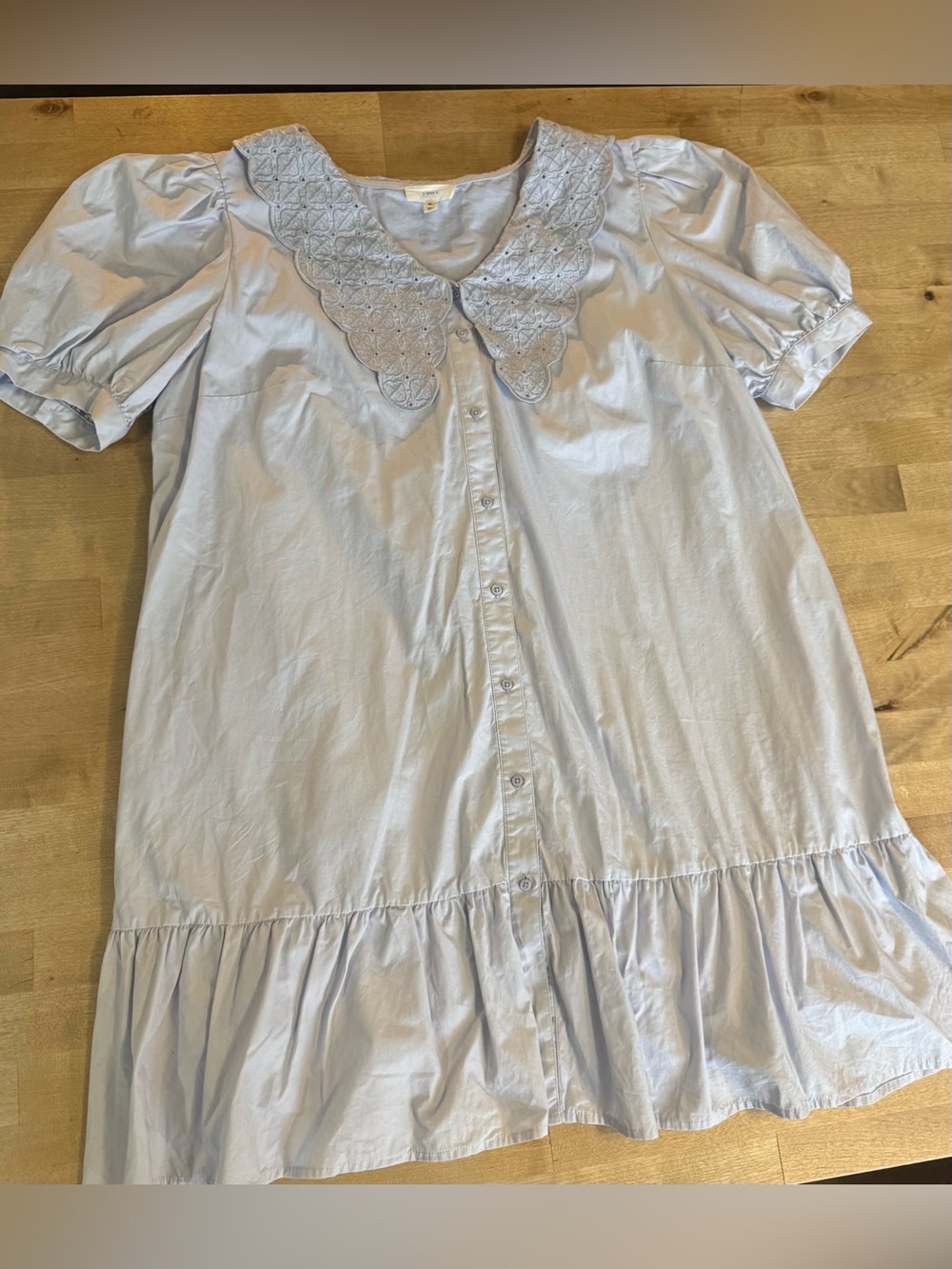 A Loves A Light Blue Embroidered Collar  Dress